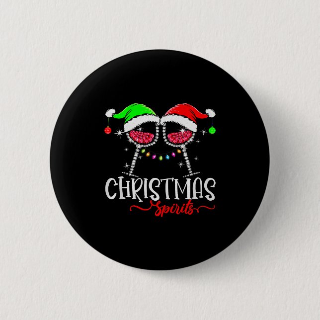 Funny Christmas Srits Gles Of Wine Party Xmas Paja 6 Cm Round Badge (Front)