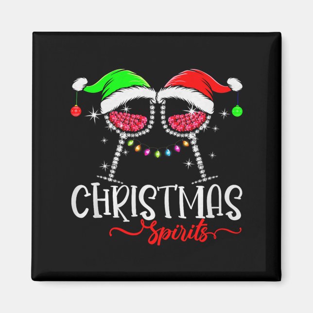 Funny Christmas Srits Gles Of Wine Party Xmas Paja Magnet (Front)