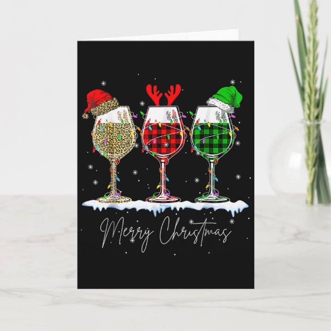 Funny Christmas Srits Gles Of Wine Xmas Holidays P Card (Front)