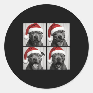 Funny Christmas Staffordshire Bull Terrier Santa P Classic Round Sticker