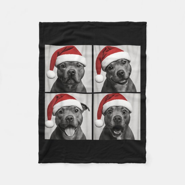 Funny Christmas Staffordshire Bull Terrier Santa P Fleece Blanket (Front)