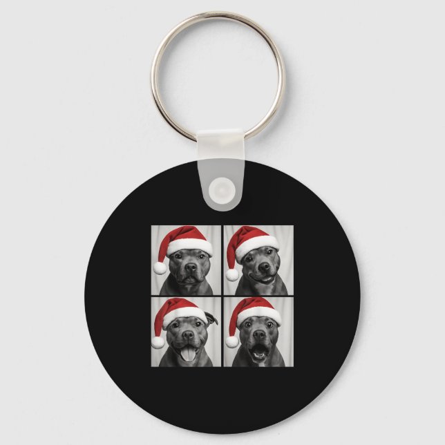 Funny Christmas Staffordshire Bull Terrier Santa P Key Ring (Front)