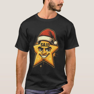 Funny Christmas Star with Santa Hat – Personalised T-Shirt