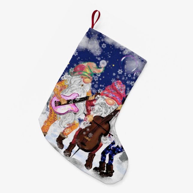 Funny Christmas Stocking Gnome Music Band (Front (Hanging))