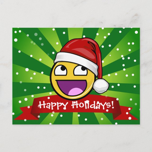 Funny Christmas Style Awesome Face Meme Holiday Postcard (Front)