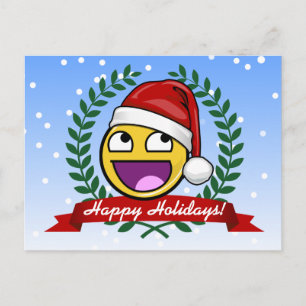 Funny Christmas Style Awesome Face Meme Holiday Postcard