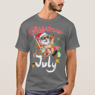 Funny Christmas Summer Hawaiian Santa Rela In Jul T-Shirt