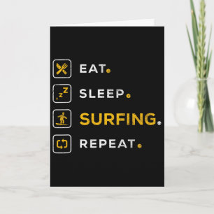 Funny Christmas Surfing Gift Eat Sleep Surfing Card