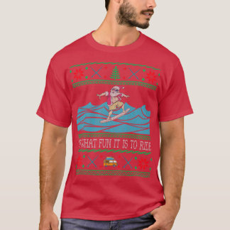Funny Christmas Surfing Santa Hawaiian Ugly Christ T-Shirt