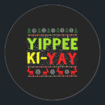 Funny Christmas Sweater Yippee - Uni-adults Winter Classic Round Sticker<br><div class="desc">Funny Christmas Sweater Yippee - Uni-adults Winter Movie Lovers ,  Black,  Small,  Long Sleeve</div>