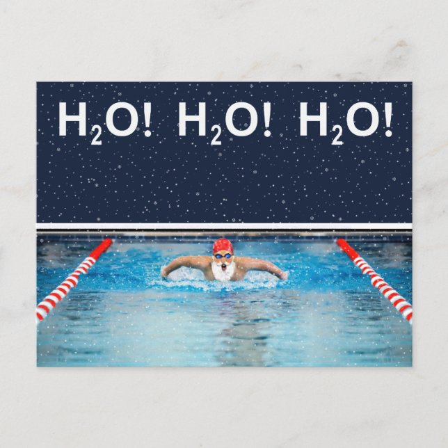 Funny Christmas Swimmer Swimming Postcard (Front)