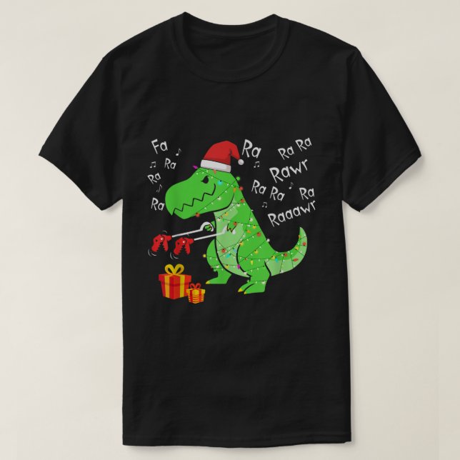 Funny Christmas T-Rex Dinosaur Design T-Shirt (Design Front)