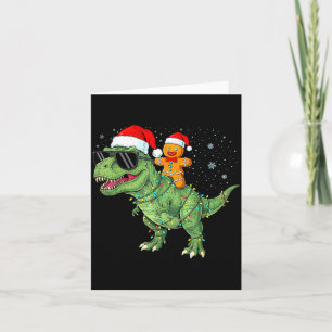 Funny Christmas T Rex Dinosaur Gingerbread Lights Card