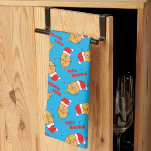 Funny Christmas Tamales Pattern Tea Towel