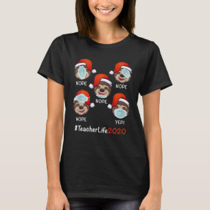 Funny Christmas Teacher Life 2020 Sloth Wearing T-Shirt