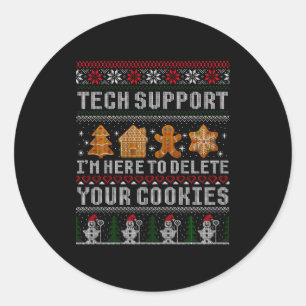 Funny Christmas Tech Suprt Computer Classic Round Sticker