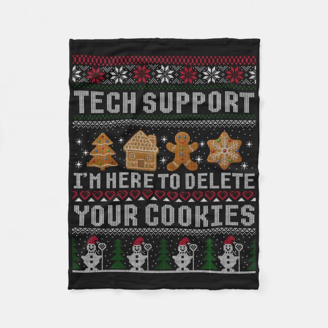Funny Christmas Tech Suprt Computer T Shirt  Fleece Blanket (Front)