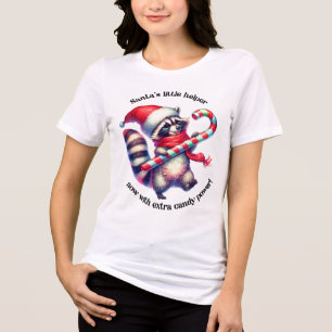 Funny Christmas tee: candy-cane racoon Tri-Blend Shirt
