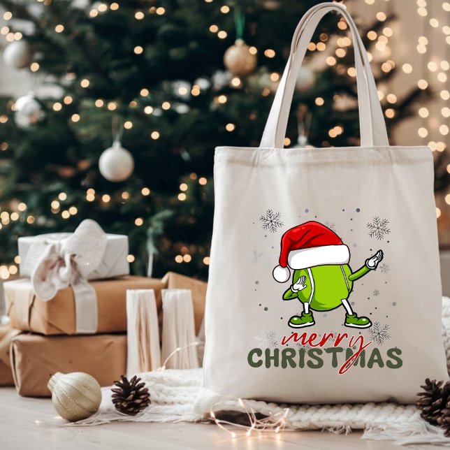 Funny Christmas Tennis Ball Dabbing Tote Bag (Creator Uploaded)