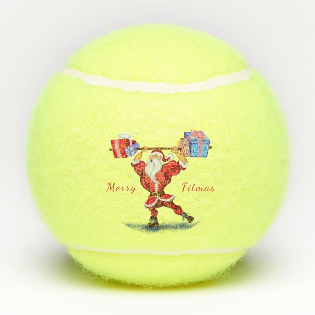 Funny Christmas Tennis Balls Fitness Santa Claus (Back)