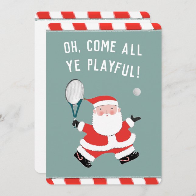 Funny Christmas Tennis Holiday Card (Front/Back)
