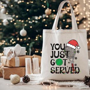 Funny Christmas Tennis Lover You Just Got Served Tote Bag
