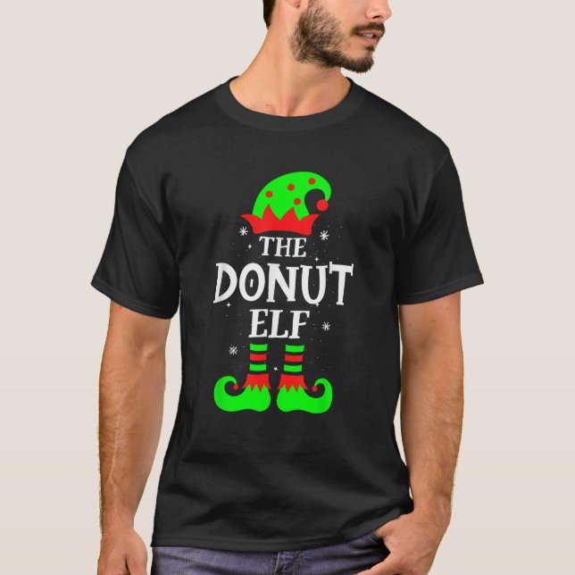 Funny Christmas The Donut Elf  T-Shirt (Front)