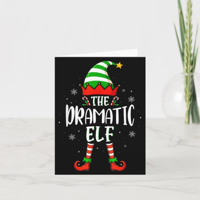 Funny Christmas The Dramatic Elf Family Matching X Card (Front)