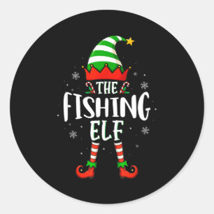 Funny Christmas The Fishing Elf Family Matching Xm Classic Round Sticker