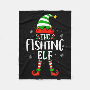 Funny Christmas The Fishing Elf Family Matching Xm Fleece Blanket