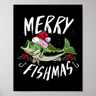 Funny Christmas Themed B Fishing Design - Merry Fi Poster