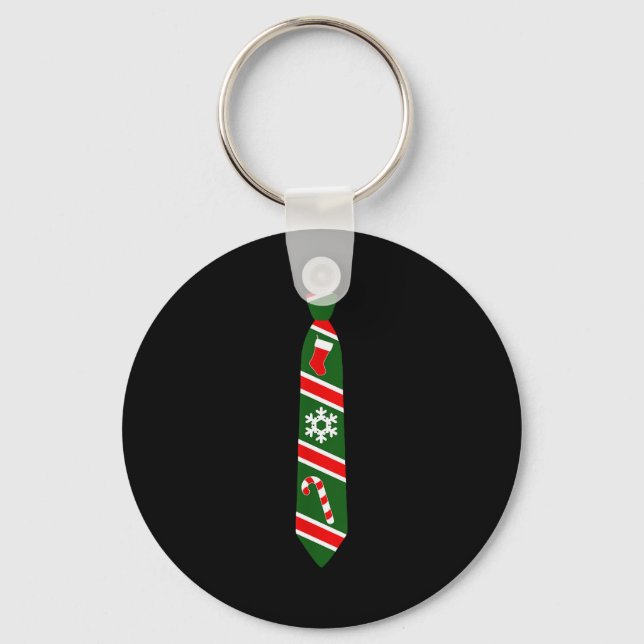 Funny Christmas Tie - Holiday Tuxedo Fun Tee Desig Key Ring (Front)