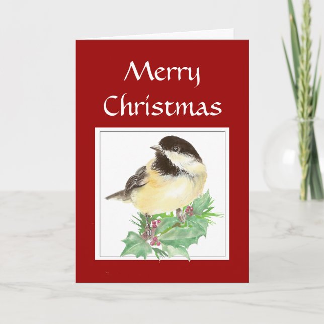 Funny Christmas " Times are Tough" Chickadee Bird Holiday Card (Front)