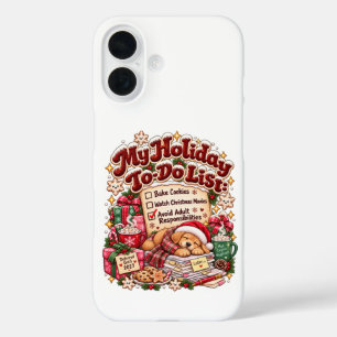 Funny Christmas To Do List Sarcastic Dog Holiday iPhone 16 Case