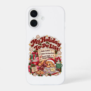 Funny Christmas To Do List Sarcastic Dog Holiday iPhone 16 Case