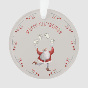 Funny Christmas toilet paper Santa Grandparents Ornament
