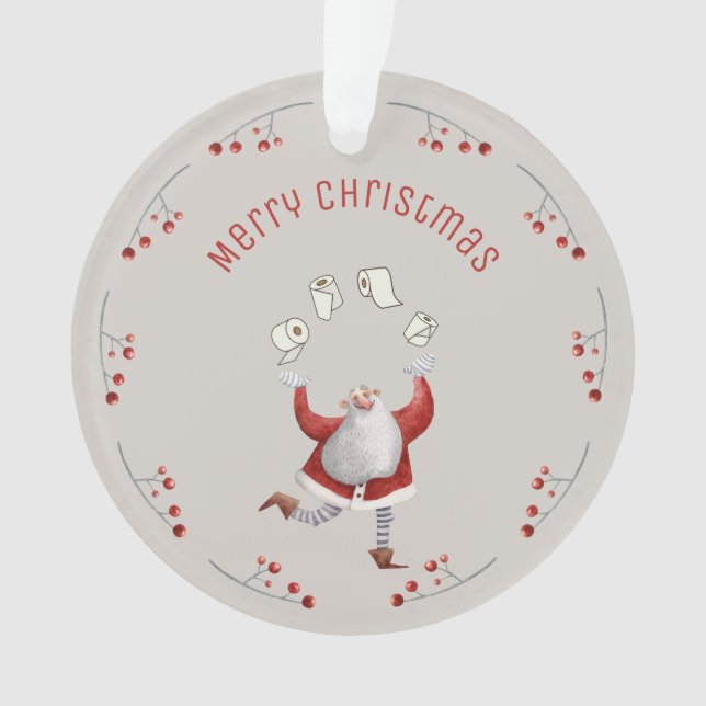 Funny Christmas toilet paper Santa Grandparents Ornament (Front)