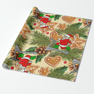 funny christmas treadmill santa cookies  wrapping paper