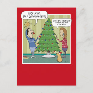 Funny Christmas Tree Dim Bulb Holiday Postcard