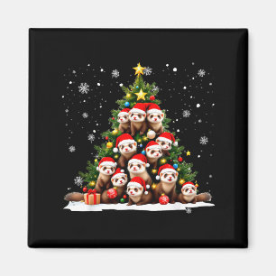 Funny Christmas Tree Ferrets Family Xmas Pajamas Magnet