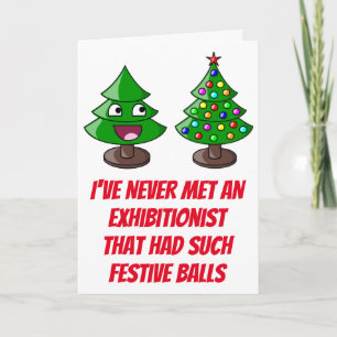 Funny Christmas Tree - Festive Balls Holiday Card