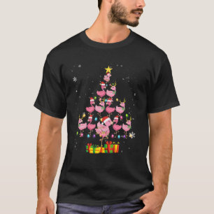 Funny Christmas Tree Flamingo Hat Santa Best Xmas T-Shirt