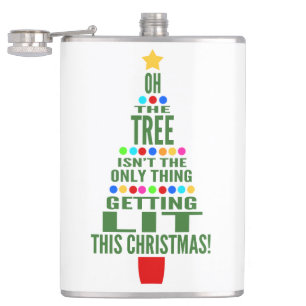 Funny Christmas Tree   Getting Lit Holiday Humour Hip Flask