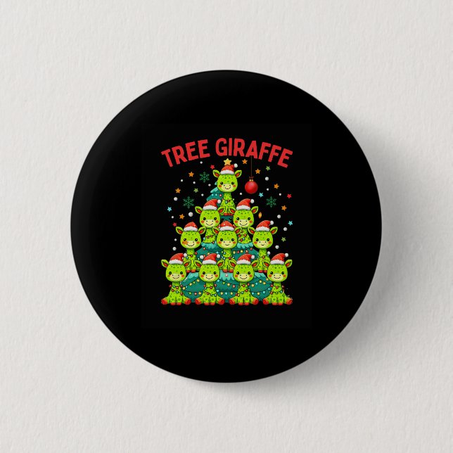Funny Christmas Tree Giraffe Holiday Giraffes Sant 6 Cm Round Badge (Front)