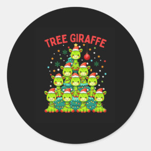 Funny Christmas Tree Giraffe Holiday Giraffes Sant Classic Round Sticker