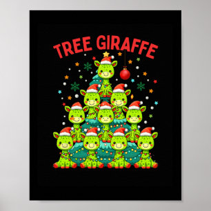 Funny Christmas Tree Giraffe Holiday Giraffes Sant Poster