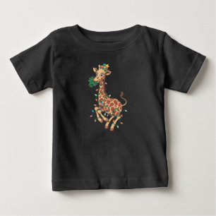 Funny Christmas Tree Giraffe Lover Gift Love Baby T-Shirt