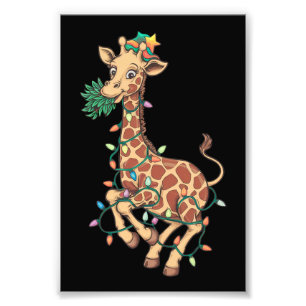 Funny Christmas Tree Giraffe Lover Gift Love Photo Print