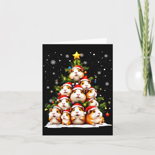 Funny Christmas Tree Guinea G Family Xmas Pajamas  Card (Front)