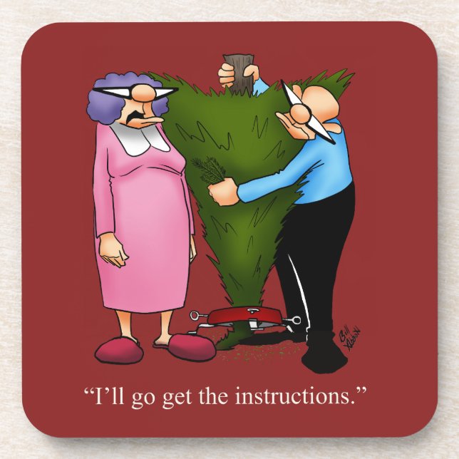 Funny Christmas Tree Humour Coaster Set (Front)